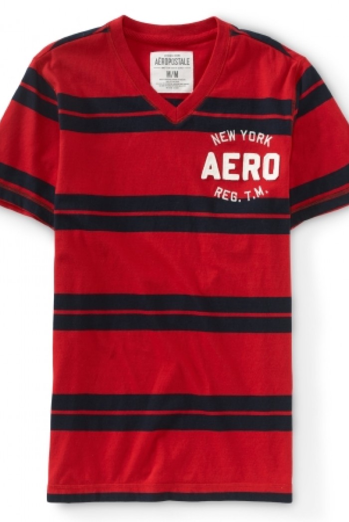 Pánské triko Aero New York Striped - Červená
